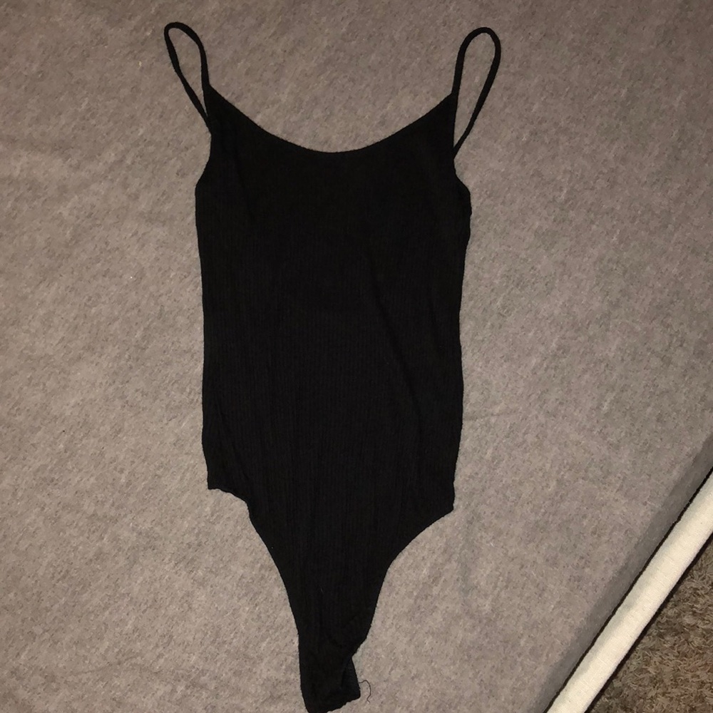 Black ribbed body suit